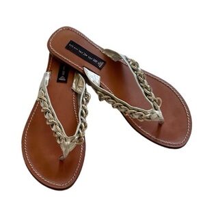 Steven By Steve Madden Silver Chain Leather Sandals Size 9.5